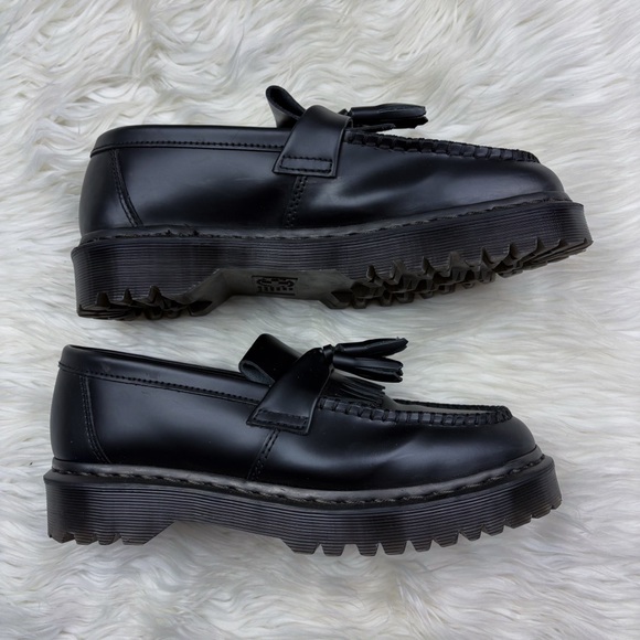 Dr. Martens Adrian Bex Smooth Leather Tassel Loafer Black Stitching Size 9 Women - Picture 4 of 10